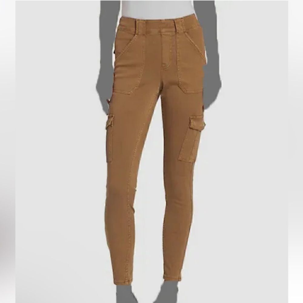 Spanx Stretch Twill Cargo Ankle Pants Honey Glow Brown Size M